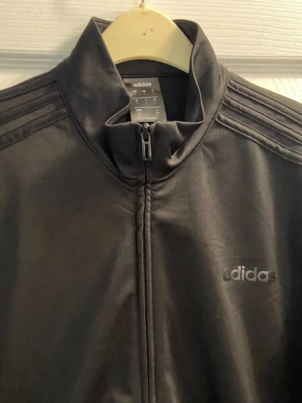 adidas Originals Men's black Full-Zip Collared Track Jacket Knit Size L